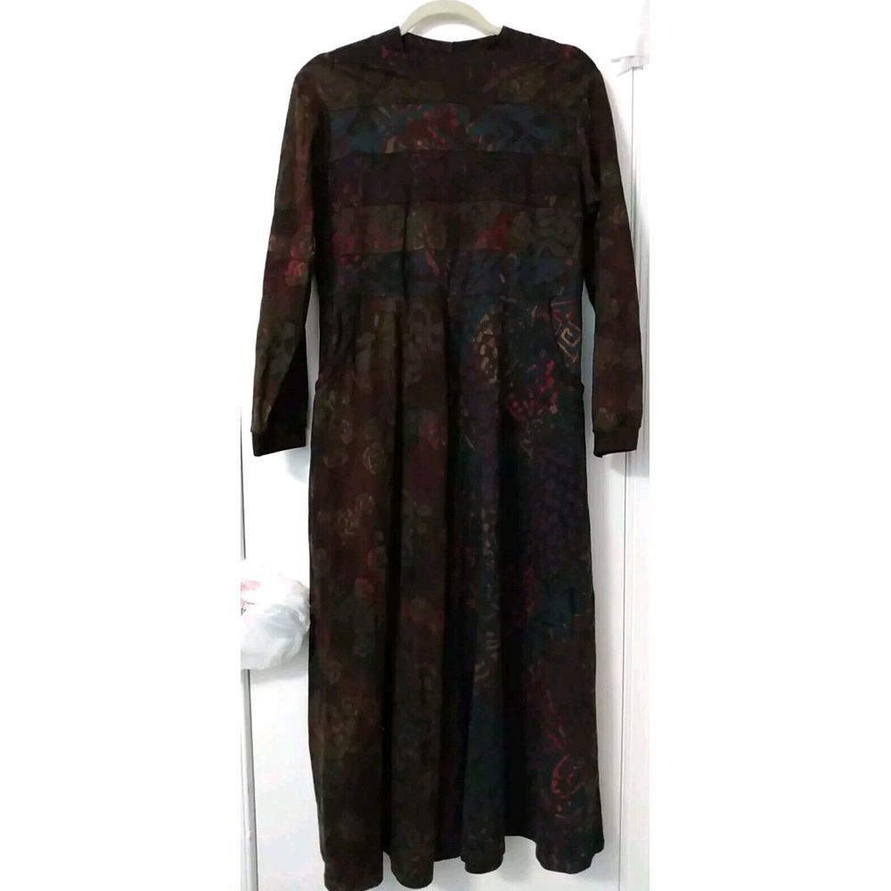 Winter‎ Sun Women Multicolored Pattern Flannel Long sleeve Dress Size S